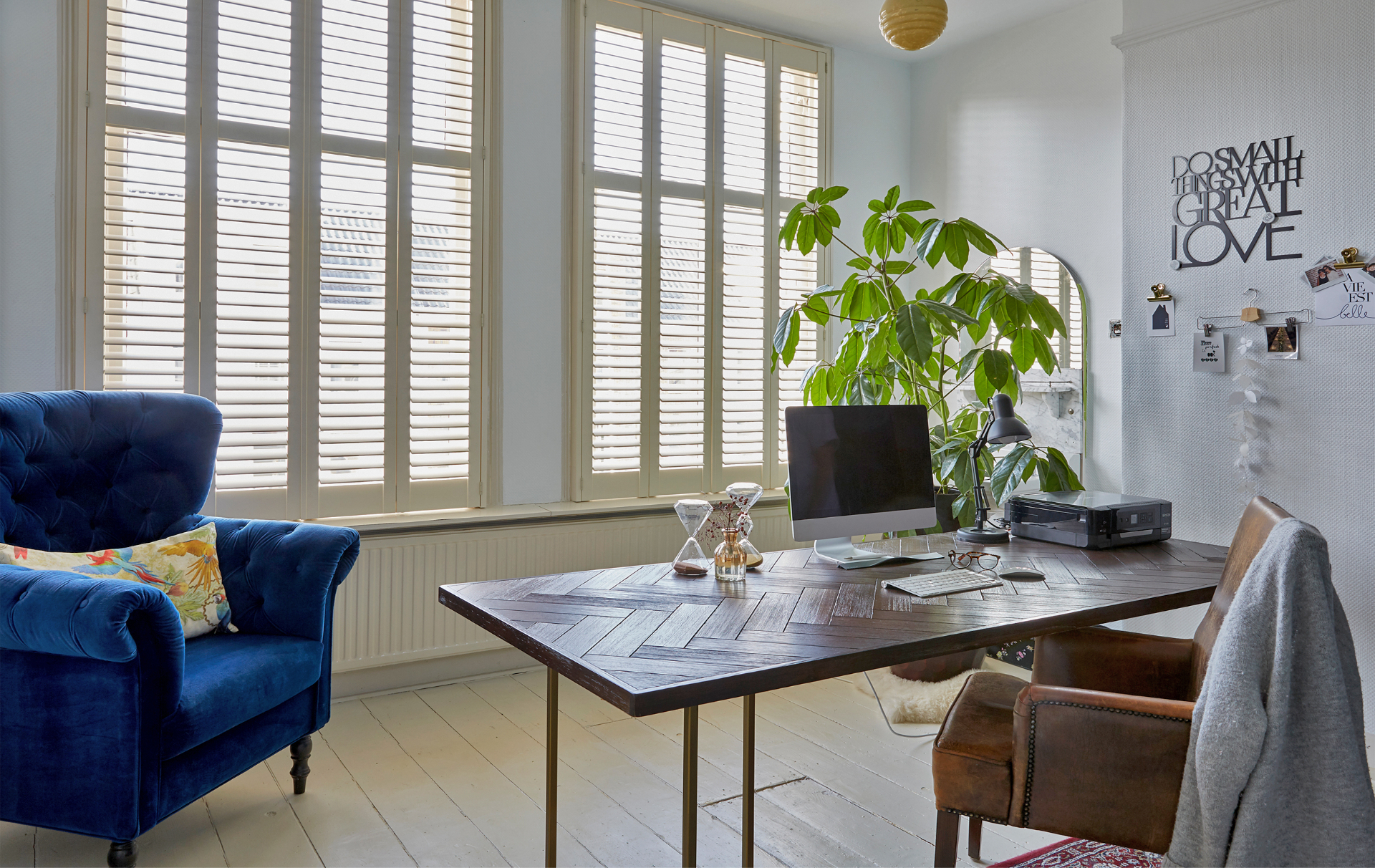 Custom plantation shutters – Del Mar full-height shutters